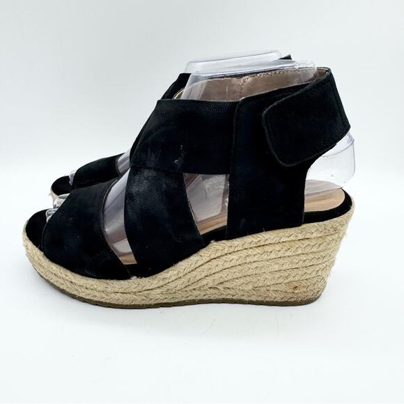 Soul Naturalizer Oshay Black Leather Espadrille Strappy Wedge Heel Sandal Size 6 - Picture 9 of 14